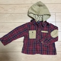 COMME CA ISM フード付きチェックシャツ100サイズ