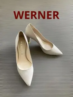 【美品】WERNER ワーナー パンプス ベージュ ネオンイエロー 23.5cm