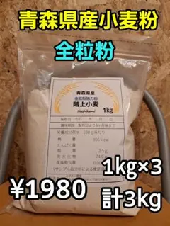 令和7年青森県階上産小麦ゆきちから全粒粉1kg×3 計3kgのサムネイル