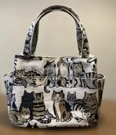 猫デザイン キャンバストートバッグ 中型　ハンドメイド
