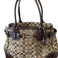 お値下げ【COACH】コーチ トートバッグ ブラウン ベージュ鞄ビジネスバッグ