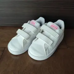 adidas キッズスニーカー ピンク ホワイト ベルクロ　14センチ