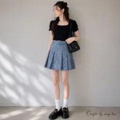 BUBBLES ジャガード ミニスカート ベルト付 インナーパンツのサムネイル