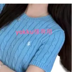 Polo Ralph Lauren 半袖ケーブルニット ブルーM