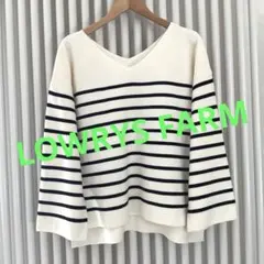 【 LOWRYS FARM 】Vネック ニット ボーダー M