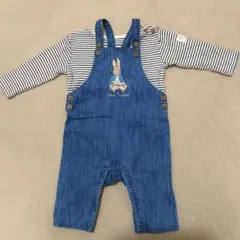 ピーターラビット ベビー オーバーオール サロペット ボーダートップス セット