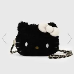 ハローキティ フェイス型2WAYふわふわミニショルダーバッグ ブラック