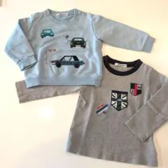 familiar 車刺繍 トレーナー、ロンT2枚セット90.100