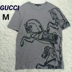 GUCCI グッチホースプリント Tシャツ グレー Sサイズ - メルカリ