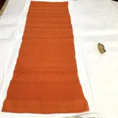 着物-帯揚げ481【正絹】オレンジ 朱色 横段柄 上品 おしゃれ 和装小物