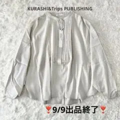 【新品】北欧暮らしの道具店 レースタックブラウス バンドカラー とろみ素材