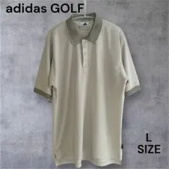 adidas GOLF メンズ 半袖ポロシャツ ロゴ刺繍 ベージュ Lサイズ