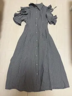 エブリン evelyn マキシ丈ワンピース ギンガムチェック オフショル