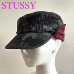 STUSSY ステューシー イヤーフラップ付 ワークキャップ 総柄 良品