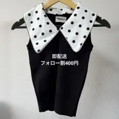 Bibiy. ノースリーブ ドット柄襟付きBETTY DOT TOP グレー - メルカリ