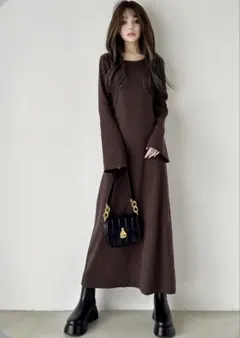 【美品】【即日発送】GRL フレアスリーブリブニットワンピース[rut973]