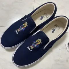 【新品未使用】POLO RALPH LAUREN スリッポン ポロベア NAVY