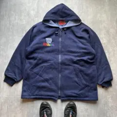 Wilson フリースフードジャケット ネイビー　紺　古着　XL相当 ゆるだぼ