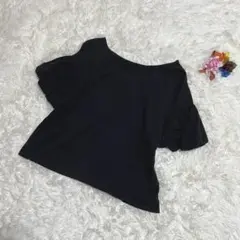 ブラウニー【M】半袖Tシャツ　バルーンスリーブ　ブラック　無地　綿100%