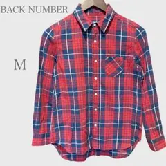 バックナンバー　チェックカジュアルシャツ　長袖　レッド系　Mのサムネイル