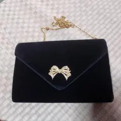 黒ベルベットパーティーバッグ