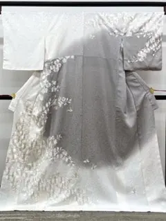 手刺繍 訪問着 銀通し 胡蝶蘭 丹後ちりめん 正絹 躾糸付き A387 - メルカリ