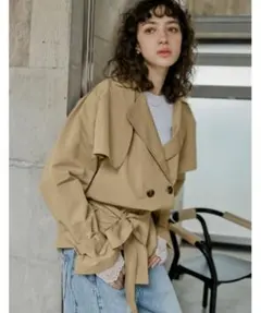 Chico スタンドネックバルーンショートトレンチコート ベージュ 春