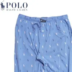 ラルフローレン ライトブルー 総柄 ジョガーパンツ L コットン ポロ総柄