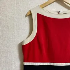 ノースリーブひざ丈ワンピース 赤白黒