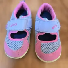 【14.5cm】asics キッズシューズ グレー/ピンク