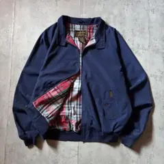 80s 90s古着 eddie bauer スイングトップ 裏地チェック L 紺