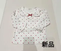 【新品⠀】Happy walk赤ハート柄 スカラップ襟長袖カットソー 90cm