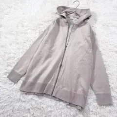 【INED】✨ニットパーカー ジップアップ サイドスリット ライトグレージュ M