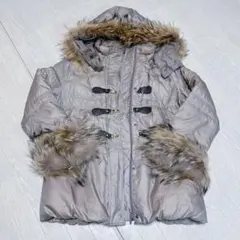 ゴージャス見えラクーンファー付きライトブラウン ダウンジャケットダウンコート