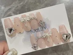ネイルチップ チェック リボン キラキラ キルティング ガーリー 韓国 量産型