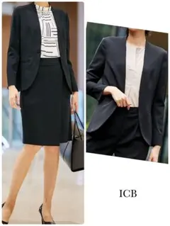 【美品】iCB アイシービー　Fied ノーカラージャケット　洗える　サイズL