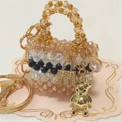 バッグ型バッグチャーム　ハンドメイド キラキラ　くま　バッグ　バッグチャーム