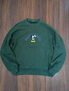 90s Disney 青パン ミッキー 刺繍 スウェット グリーン