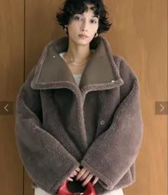 未使用LAGUNAMOON フェイクムートンスタンドカラーコート　モカ