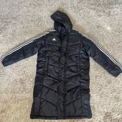 adidas ブラック パデッドコート フード付き