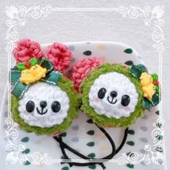 あみぐるみ♡キッズヘアゴム♡クリスマス♡ベロアあったか帽子のうさくまちゃん