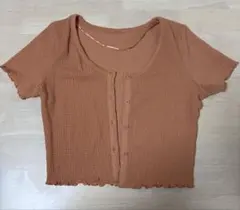 GUオレンジ　半袖ショート丈カーディガン