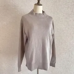 GLOBAL WORK/ブラウン ハイネック ニットセーター スリット入り