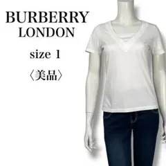 美品 バーバリーロンドン Vネック Tシャツ 白 日本製 ホースロゴ Sのサムネイル