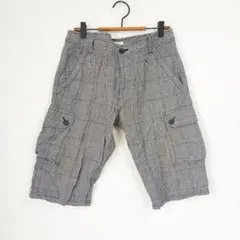 ikka イッカ グレンチェック柄 カーゴ ハーフパンツ グレー M 綿100%のサムネイル