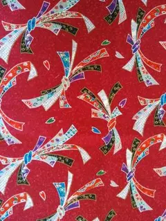 和柄　リボン模様の綿生地