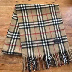 美品 Burberrys バーバリー ラムウール レディース チェック柄マフラー