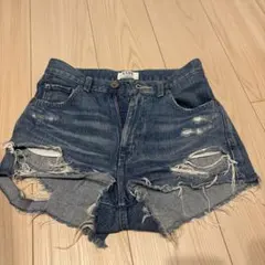 GYDA ダメージ加工ショートパンツ デニムブルー