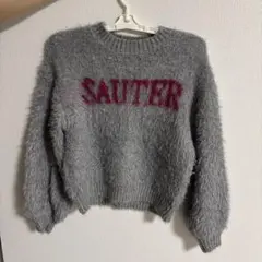 ラメ入りグレー ニットセーター