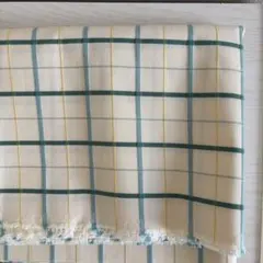 チェック柄の布地（ホワイト・グリーン・イエロー）